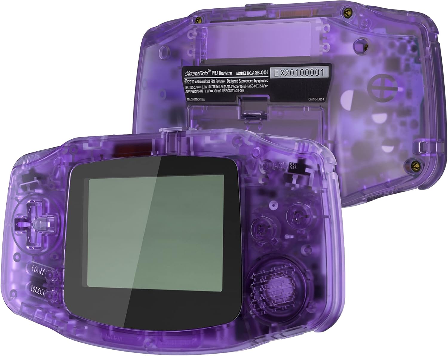 IPS Ready Upgraded eXtremeRate Clear Atomic Purple Replacement Shell Full Housing Cover + Buttons for Gameboy Advance GBA – Compatible with Both IPS & Standard LCD – Console & IPS Screen NOT Included