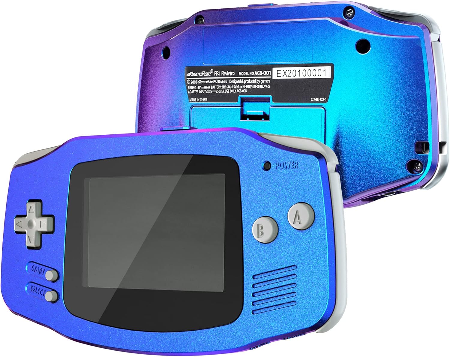 IPS Ready Upgraded eXtremeRate Chameleon Purple Blue Replacement Shell Full Housing Cover Buttons for Gameboy Advance GBA - Compatible with Both IPS & Standard LCD - Console & IPS Screen NOT Included