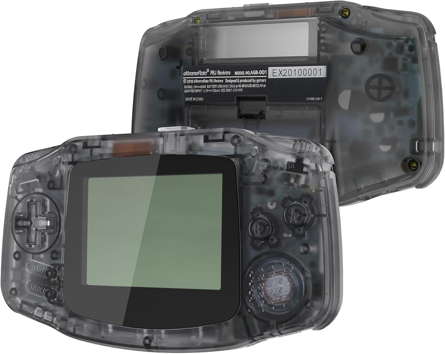 IPS Ready Upgraded eXtremeRate Clear Black Replacement Shell Full Housing Cover with Buttons for Gameboy Advance GBA – Compatible with Both IPS & Standard LCD – Console & IPS Screen NOT Included