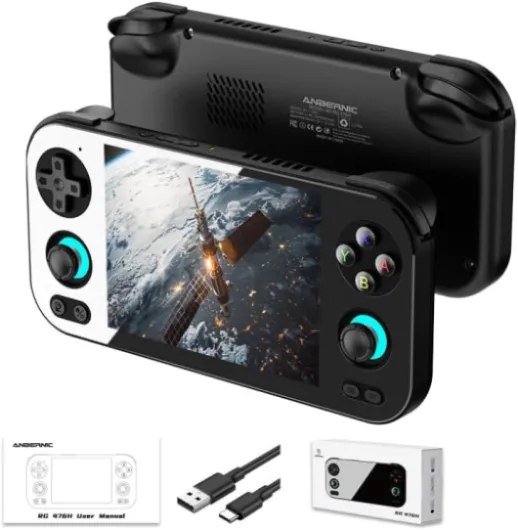 Anbernic RG476H Retro Handheld Game Console 4.7-inch LTPS in-Cell Screen No Card Android 13 System 128G Storage Support AI Functions 3D Hall Effect Joystick WiFi Bluetooth HD and TV Output Black