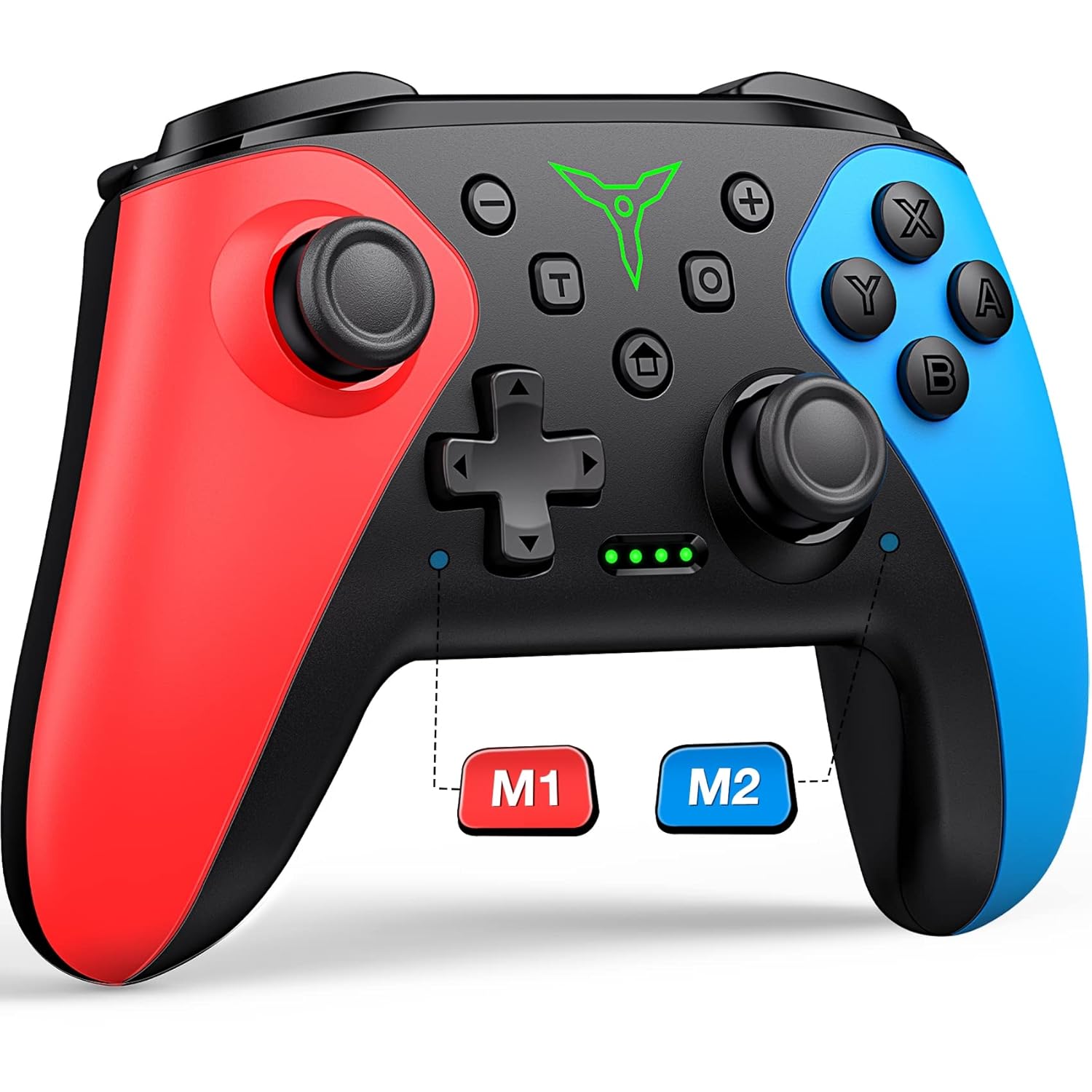 Wireless Switch Controller for Nintendo Switch/Switch 2/Lite/OLED Controller, Switch Controller with a Mouse Touch Feeling on Back Buttons, Extra Switch Pro Controller with Wake-up,Programmable, Turbo Function Red+Blue
