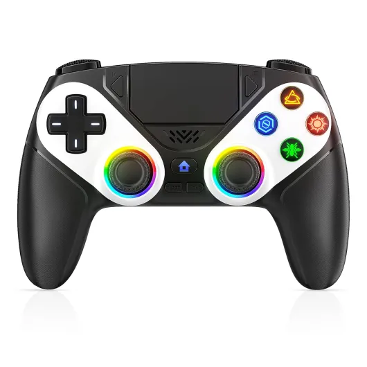 LED Wireless Controller for PS5, Compatible with PS5 Pro/Slim/PC, Dual Vibration, Macro/Turbo Function, 3.5mm Audio Jack, 6-Axis Motion Contro Gamepad with Speaker Black