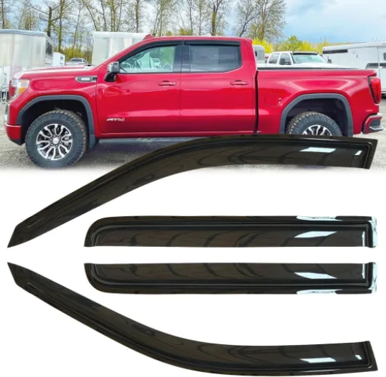 4pc Original Shatterproof Rainproof Window Wind Deflector for Silverado/Sierra 19-25,Outside Mount Rain Guards Sets,Nice Looking Window Visors for Car,Vent Deflector for 19-25 Silverado/Sierra 1500 for 19-25 Silverado/Sierra 1500 Crewcab