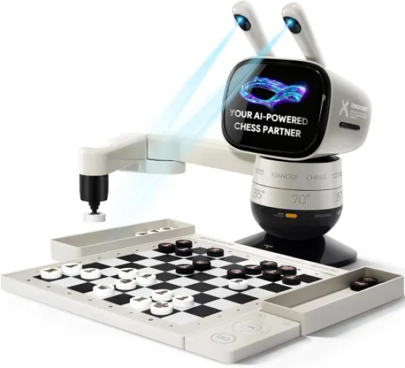 SenseRobot Lite — AI Robotic Chess & International Draughts (10×10) Set - 25 Chess Levels (Elo 200–2900), Epic Duel Elo 3200, Voice Guidance, Screen-Free Play, 1,200+ Lessons, Cloud & OTA Pollux-Chess & Draughts