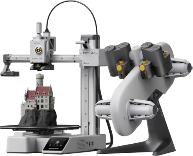 Bambu Lab A1 Mini Combo, A1 Mini 3D Printer and AMS lite, Support Multi-Color 3D Printing, High Speed & Precision, Full-Auto Calibration & Active Flow Rate Compensation, ≤48 dB Quiet FDM 3D Printers A1 Mini Combo(With AMS lite)