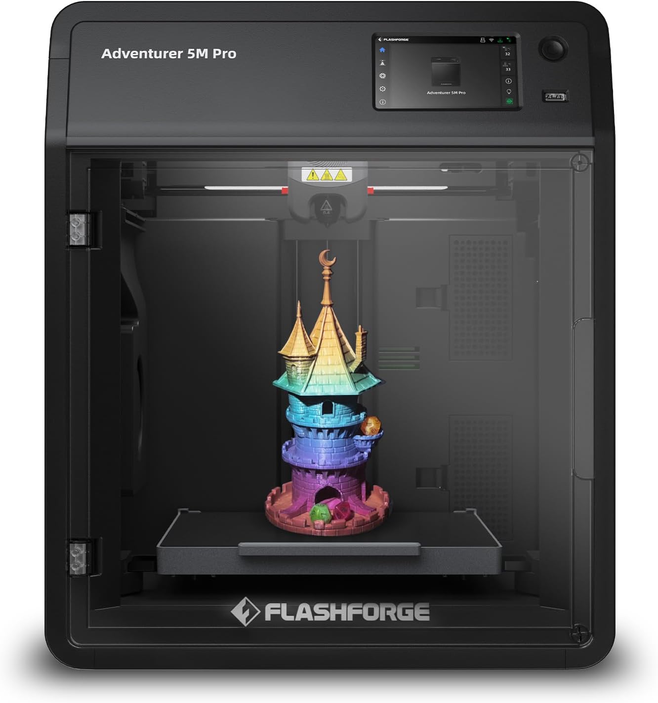 Adventurer 5M Pro 3D Printer with 1 Click Auto Printing System, 600mm/s High-Speed, Quick Detachable 280°C Nozzle, Core XY All-Metal Structure, Multi-Functional 220x220x220mm 3D Printer