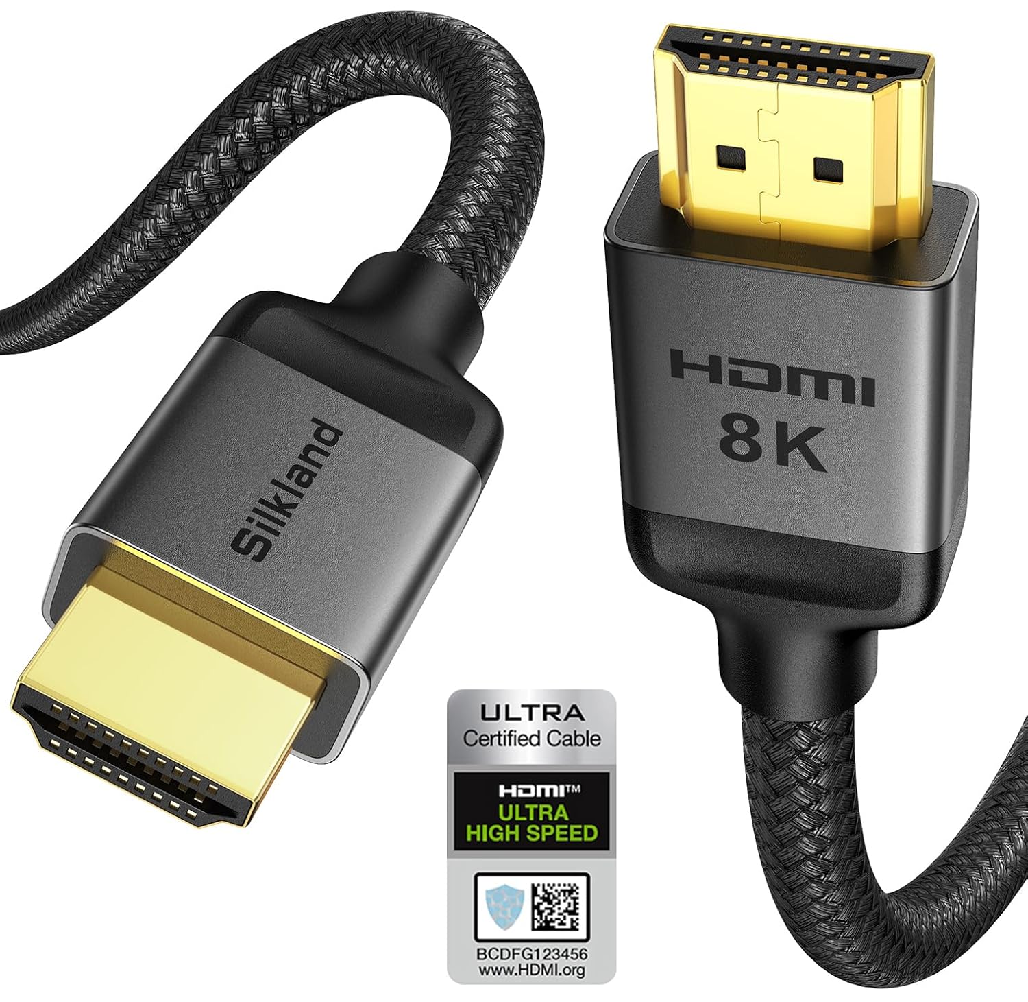 Certified HDMI 2.1 Cable, [4K@240Hz 144Hz 120Hz, 8K@60Hz] 1440P Ultra High Speed HDMI Cable 48Gbps (Upgrade Braided), HDR10+, eARC, HDCP 2.3, Compatible for Xbox/PS5/PS4/Roku TV-6.6ft 6.6 Feet 1-Pack Grey