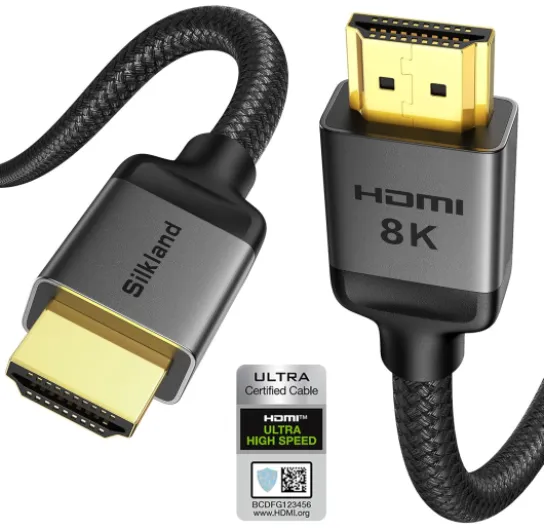 Certified HDMI 2.1 Cable, [4K@240Hz 144Hz 120Hz, 8K@60Hz] 1440P Ultra High Speed HDMI Cable 48Gbps (Upgrade Braided), HDR10+, eARC, HDCP 2.3, Compatible for Xbox/PS5/PS4/Roku TV-6.6ft 6.6 Feet 1-Pack Grey