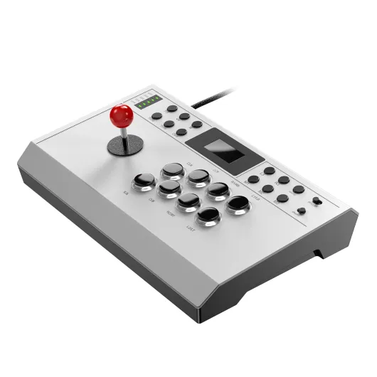 Wired Arcade Stick Compatible with PlayStation 5/PS4/PC/Android, for PS5 Fight Stick with Programming Function, Turbo Function, 9.8FT Braided Cable Fight Stick and Wired Connection White