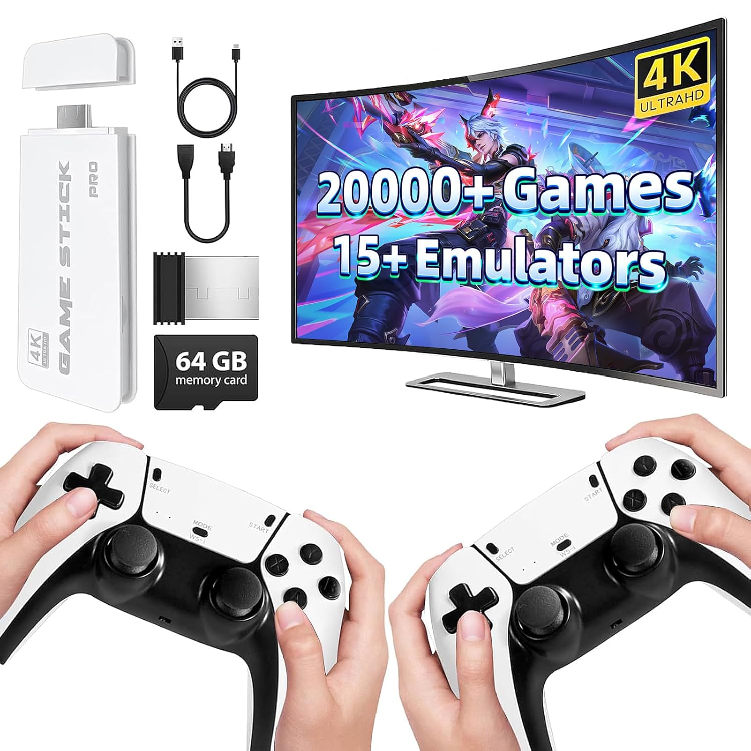 KANYUNCD 2025 Upgraded Retro Gaming Console,Video Games Console with 4K HDMI Built-in 20000+ Games and 23 Emulators Plug & Play,Dual 2.4G Controllers(64GB)