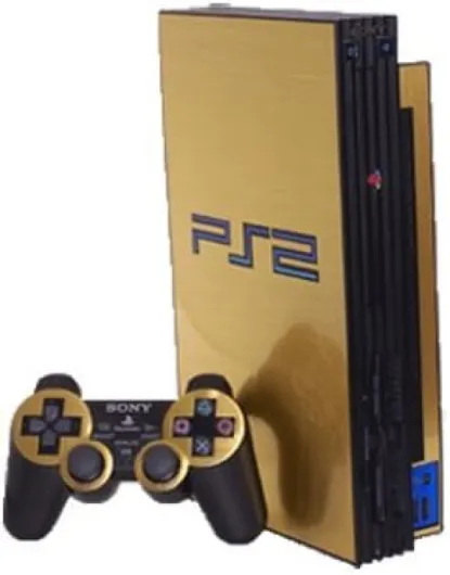 Brushed Gold - Vinyl Decal Mod Skin Kit by System Skins - Compatible with PlayStation 2 Console