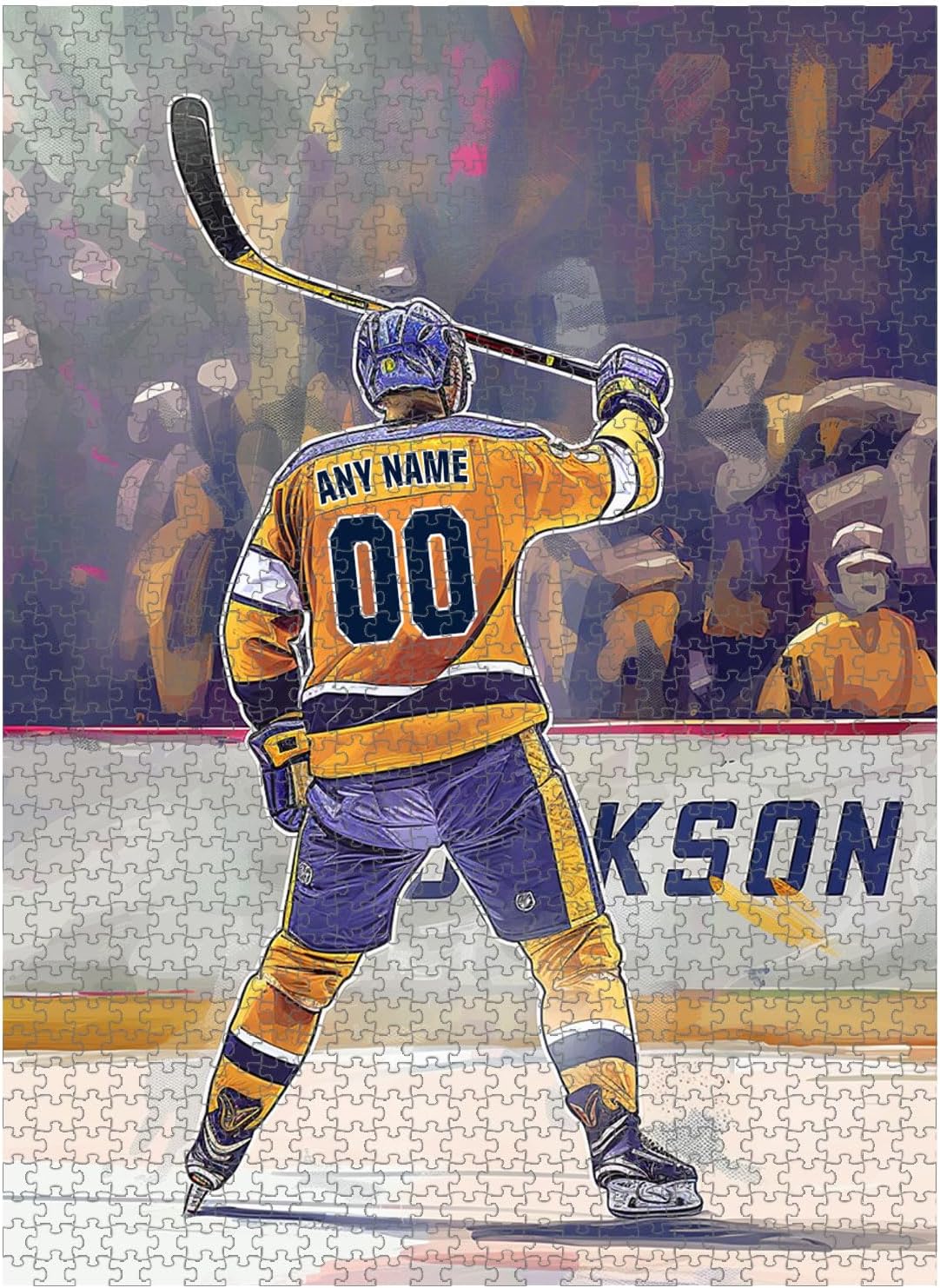 Wooden Jigsaw Puzzles for Adults - Custom Name and Number on (Nashville) Ice Hockey Player Art Photo - 300 500 1000PCS Puzzles Game Home Wall Decor