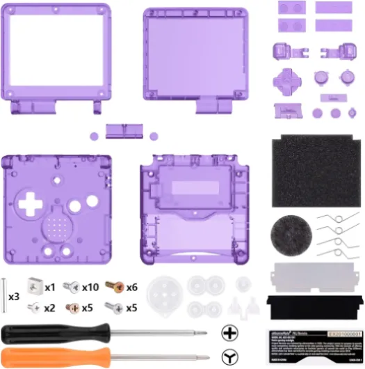 IPS Ready Upgraded eXtremeRate Clear Atomic Purple Custom Replacement Housing Shell for Gameboy Advance SP GBA SP – Compatible with Both IPS & Standard LCD – Console & Screen NOT Included
