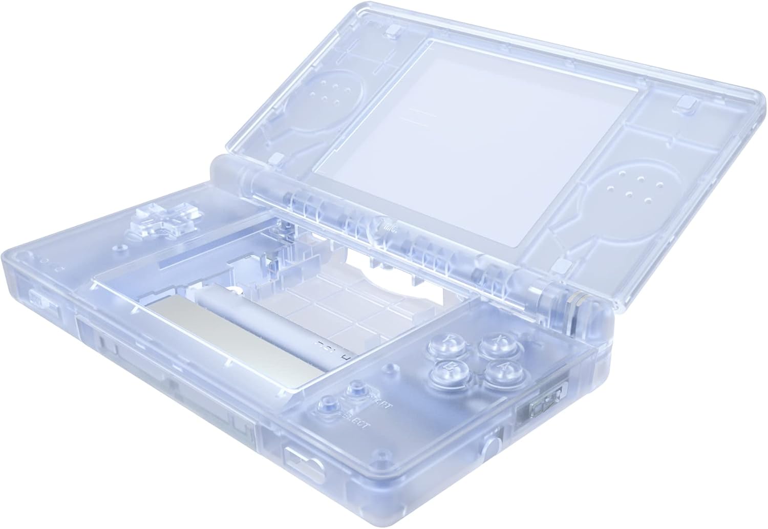 Glacier Blue Replacement Full Housing Shell for Nintendo DS Lite, Custom Handheld Console Case Cover with Buttons, Screen Lens for Nintendo DS Lite NDSL - Console NOT Included Clear Glacier Blue