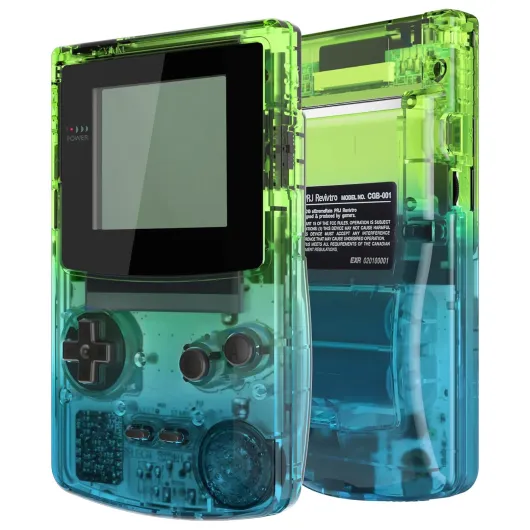 IPS Ready Upgraded eXtremeRate Gradient Translucent Green Blue Replacement Shell Full Housing Cover Buttons for Gameboy Color – Fit for OSD IPS & Regular IPS & Standard LCD – Not Console & IPS Screen