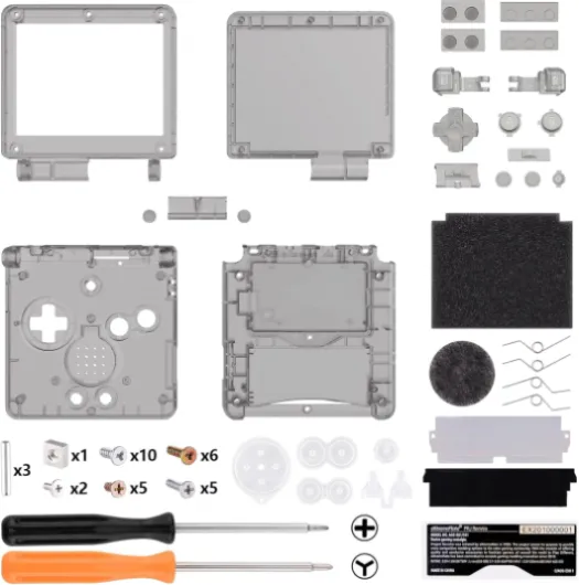 IPS Ready Upgraded eXtremeRate Clear Black Custom Replacement Housing Shell for Gameboy Advance SP GBA SP – Compatible with Both IPS & Standard LCD – Console & Screen NOT Included
