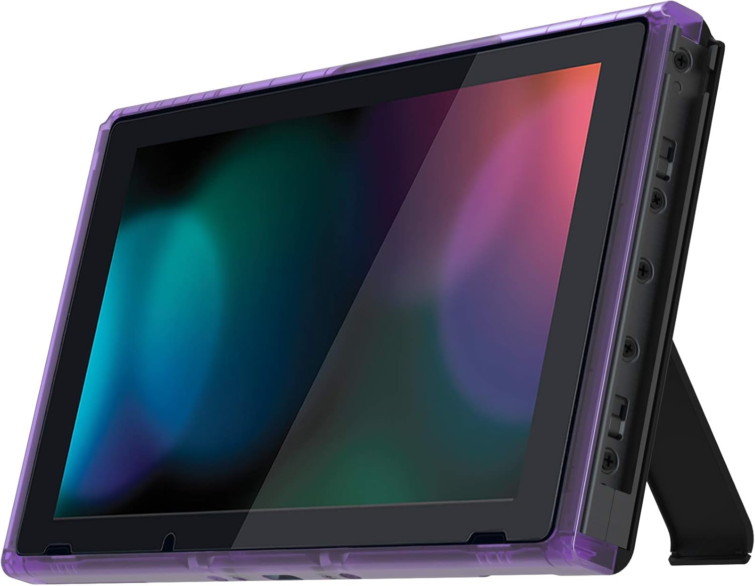 Clear Atomic Purple DIY Housing Shell for Nintendo Switch Console, Replacement Faceplate Front Frame for Nintendo Switch Console w/Volume Up Down Power Buttons