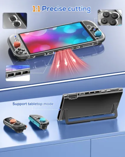 Protective Case for Nintendo Switch 2 2025, Slim Hard Shell for Switch 2 Accessories, Scratch&Shock Protection Cover with Screen Protector, 8 Thumb Grip (Clear, Switch 2 7.9inch) Switch 2 7.9inch Clear