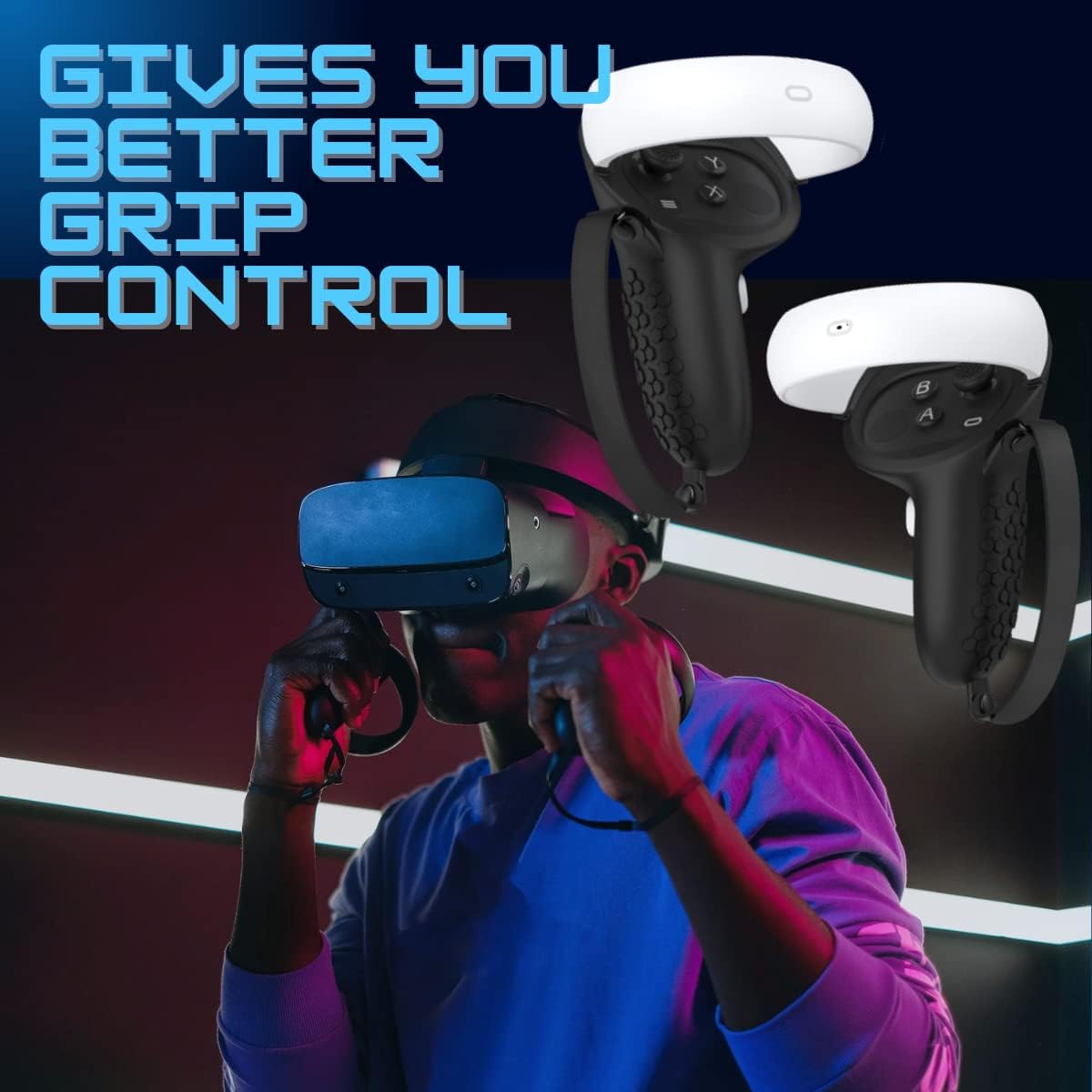Controller Grip for Oculus Quest 2 Accessories Grips Cover for VR Touch Controllers Covers Protector with Non-Slip Thumb Grips 1Pair Black