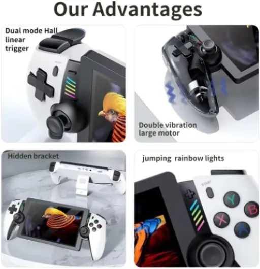 M28 Retro Handheld Game Console, 7.1" Large HD LCD Screen, EmuELEC System Built-in 30+ Emulators & 20,000+ Games, 4000mAh Battery Portable Video Gaming Player for Kids Adults