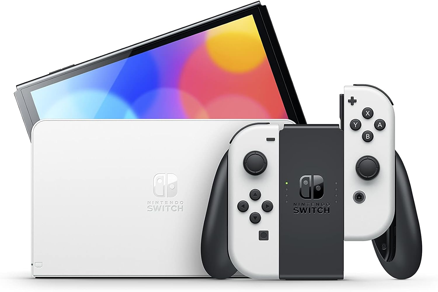 Nintendo Switch (OLED model) with White Joy-Con (Renewed) White Console