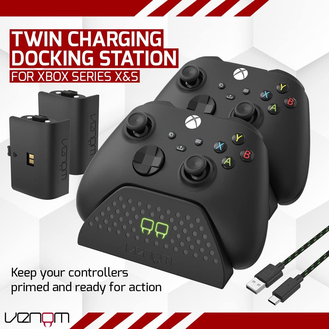 Twin Charging Dock with 2 x Rechargeable Battery Packs - Black (Xbox Series X & S/Xbox One) Twin Dock - Black