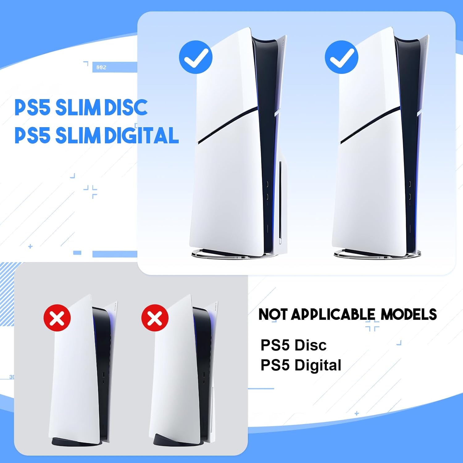 PS5 Slim Digital/Disc Stand and Cooling Station with Controller Charging Station for PlayStation 5, 3-Level Fan, 9 Game Slot, 1 Charging Ports, Headset Holder, for PS5 Slim Digital/Disc Only