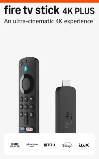 Amazon Fire TV Stick 4K Plus streaming device, supports Wi-Fi 6, Dolby Vision/Atmos, HDR10+, find TV programmes faster with Alexa+