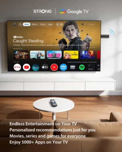 LEAP-NOVAUK Streaming TV Stick, 4K Ultra HD, Android 14, 32GB Memory, Dolby Vision & Audio, HDR10+, Wi-Fi 6, HDMI 2.1, Voice Control and Over 5000 Apps Black